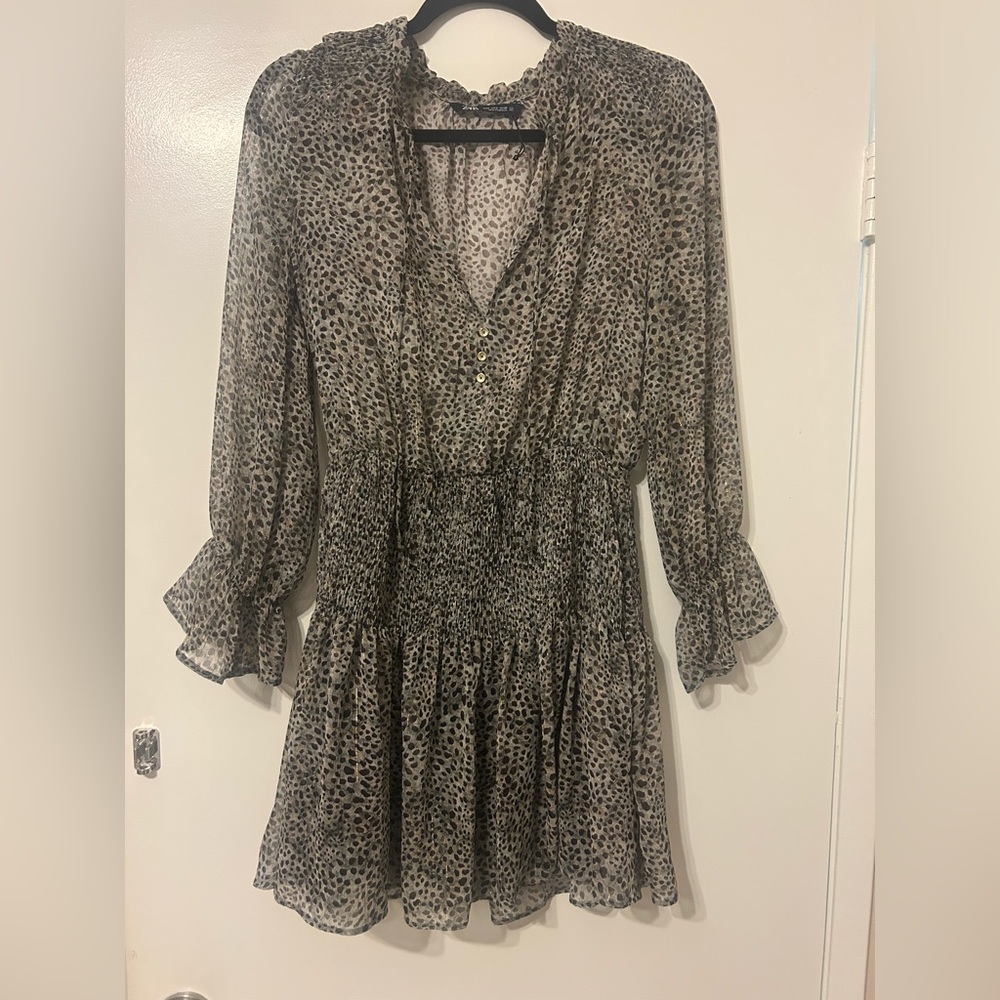 Zara Long Sleeve Leopard Print Dress